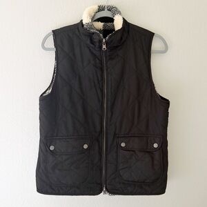 Francesca's Reversible Black Buffalo Check Quilted Vest